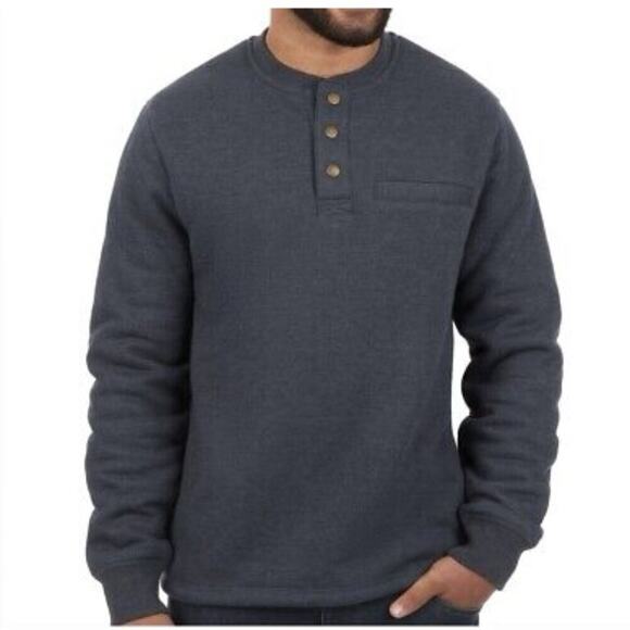 Coleman Men's Grey Sherpa Lined Waffle Henley Pullover Shirt Size L - Picture 1 of 8